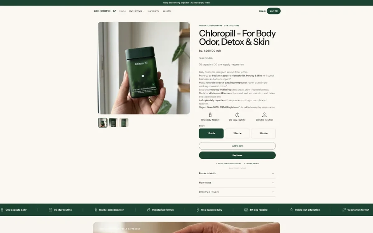 ChloroPill product page desktop crop
